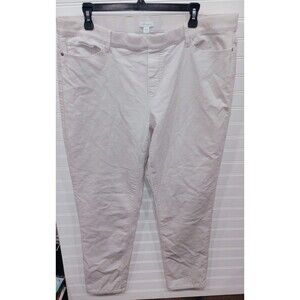 J Jill Plus Size 2X Womens Corduroy Pants Ivory Color Pull On Elastic 40" Waist